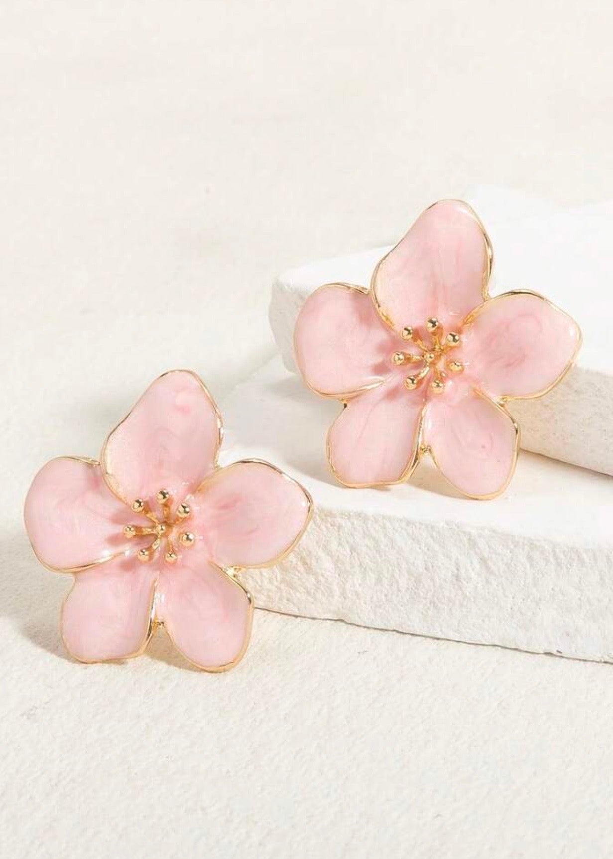 Pink petal earrings
