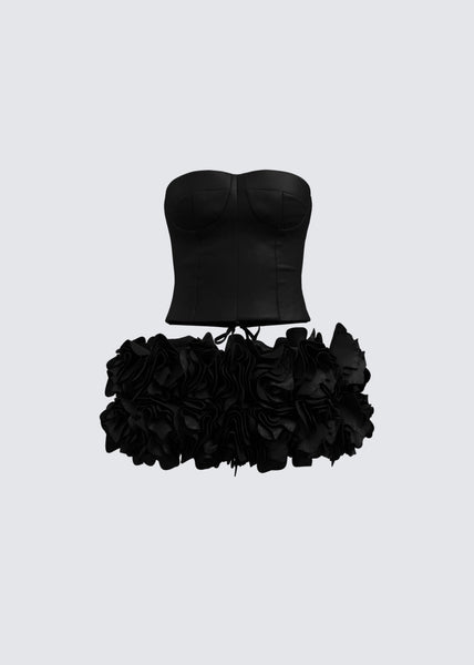 Rosa Pink Corset Skirt Set | Ruffle Co-Ord | TSHKA